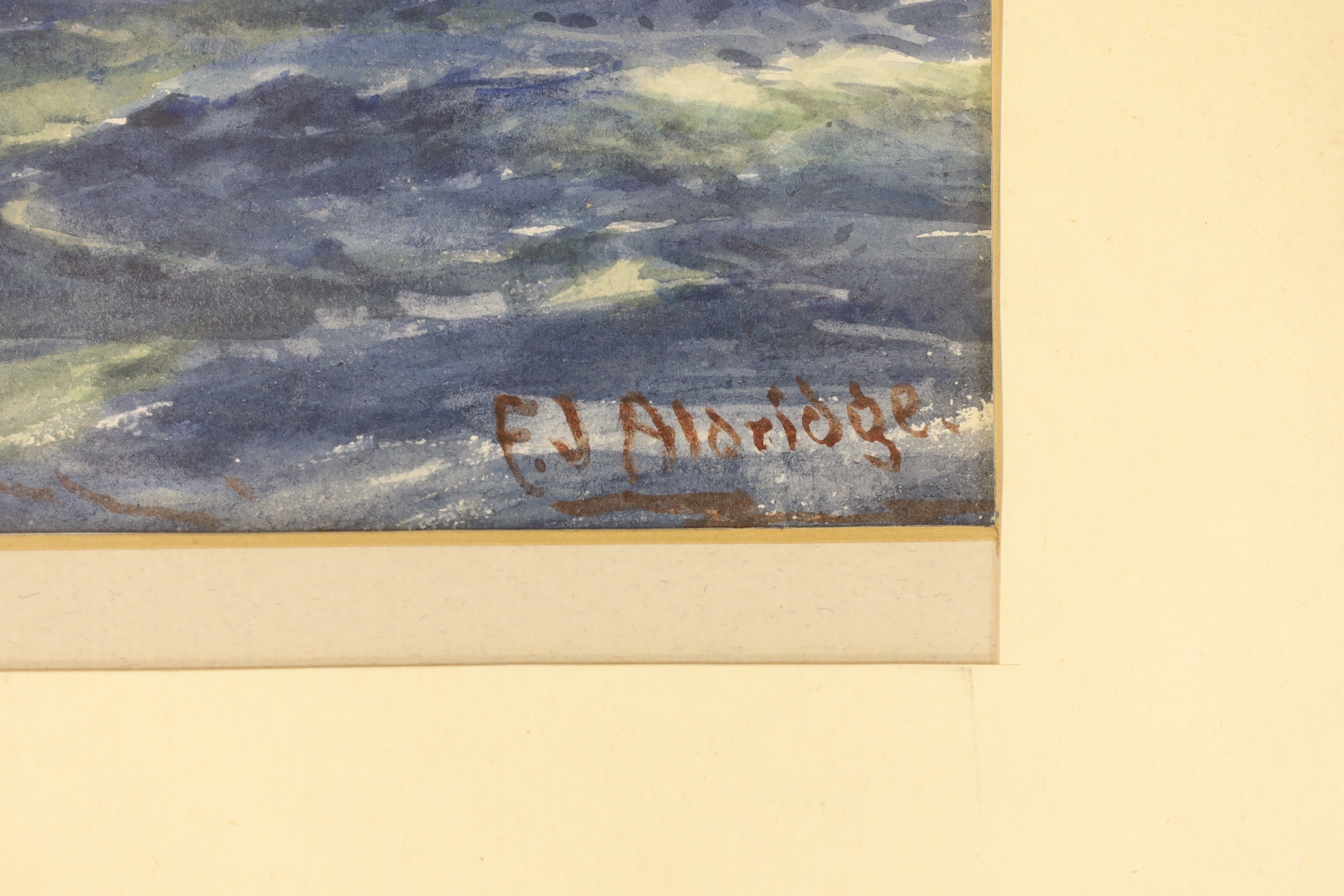 Circle of Frederick James Aldridge, watercolour, Shipping at sea, bears signature, 35 x 54cm